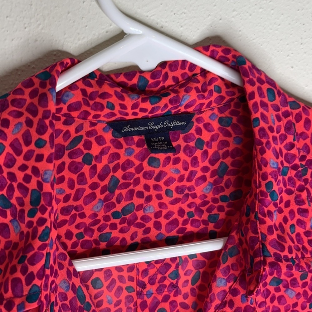 American Eagle Pink Multi-Color Long Sleeve Shirt - Picture 3 of 6
